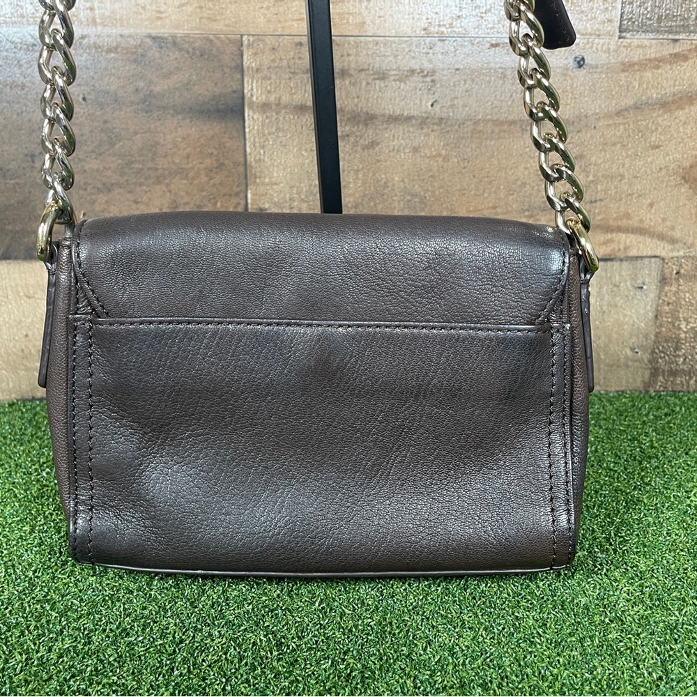 VTG MICHAEL KORS BABY HAMILTON Crossbody Brown Leather Chain Strap Padlock Flap - Picture 4 of 12